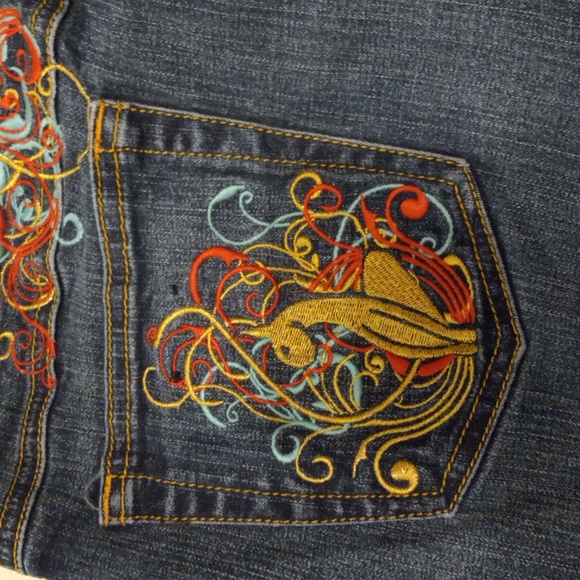 Baby Phat Bermuda Shorts JRS 11 Dark Wash Y2K Streetwear Embroidered - Picture 2 of 13